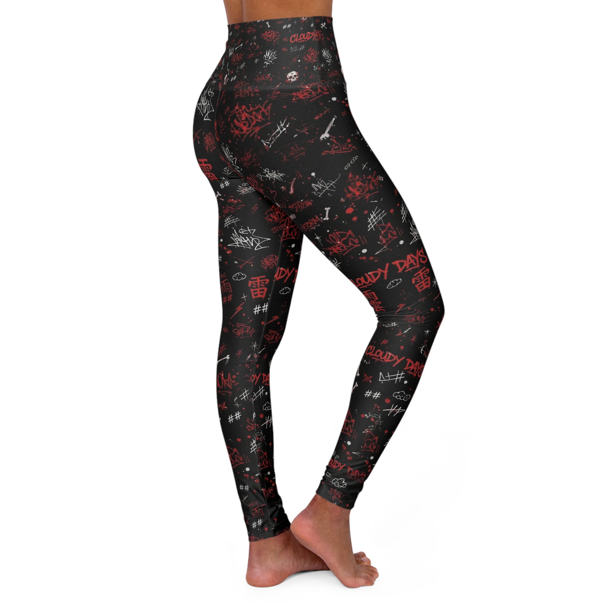 Skull & Red Paint Splatter High-Waist Yoga Leggings