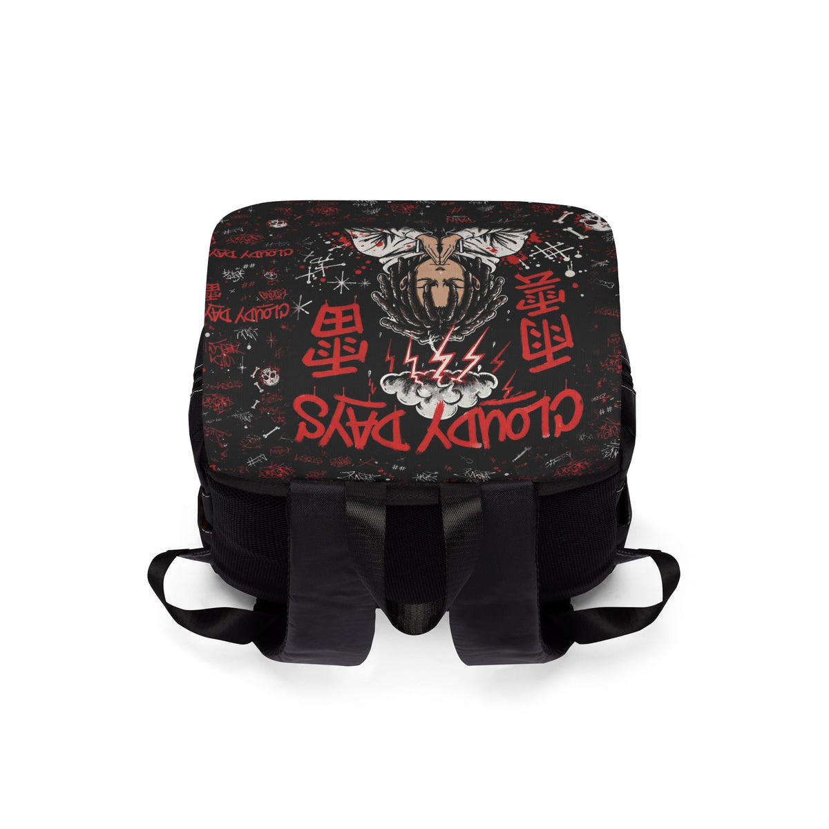 Anime Prayer Skull Backpack — Gothic Urban Shoulder Bag
