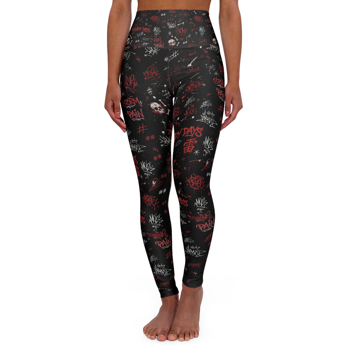 Skull & Red Paint Splatter High-Waist Yoga Leggings