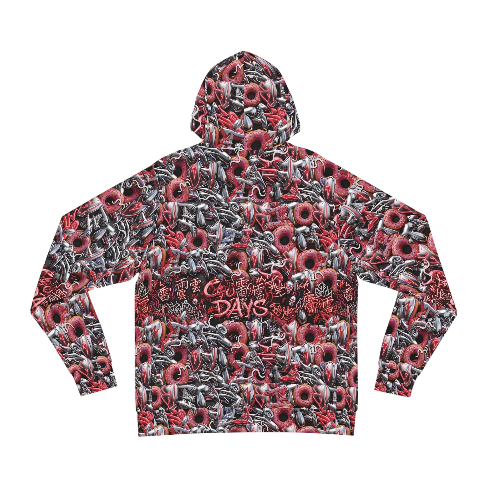 All-Over Print Hoodie — cloudyDays" Grunge Lip & Chain Pattern