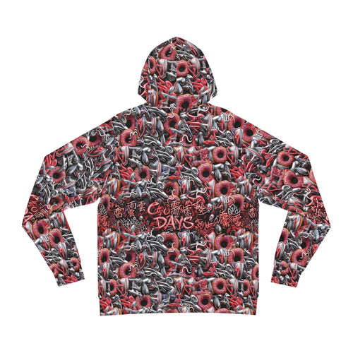 All-Over Print Hoodie — cloudyDays" Grunge Lip & Chain Pattern