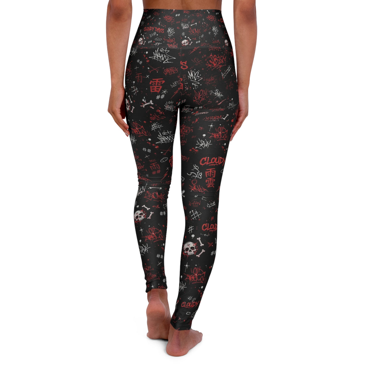 Skull & Red Paint Splatter High-Waist Yoga Leggings