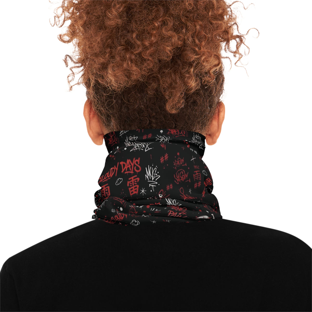 Neck Gaiter - "Cloudy Days" Praying Figure Lightning Face Mask