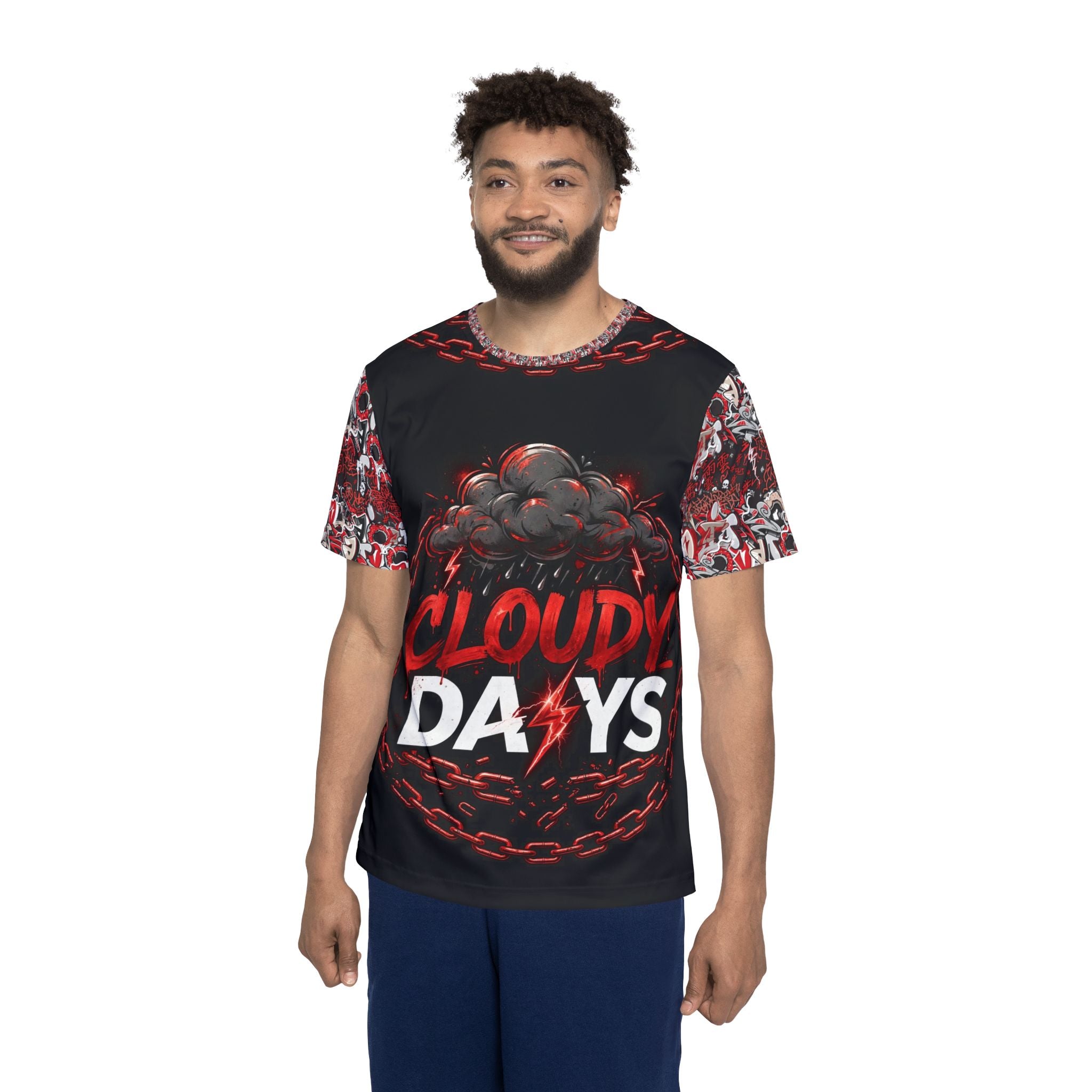 Cloudy Days Graphic Jersey — Men's Streetwear Sports Tee