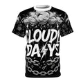 Cloudy Days Graphic Tee — Monochrome Storm Lightning Design