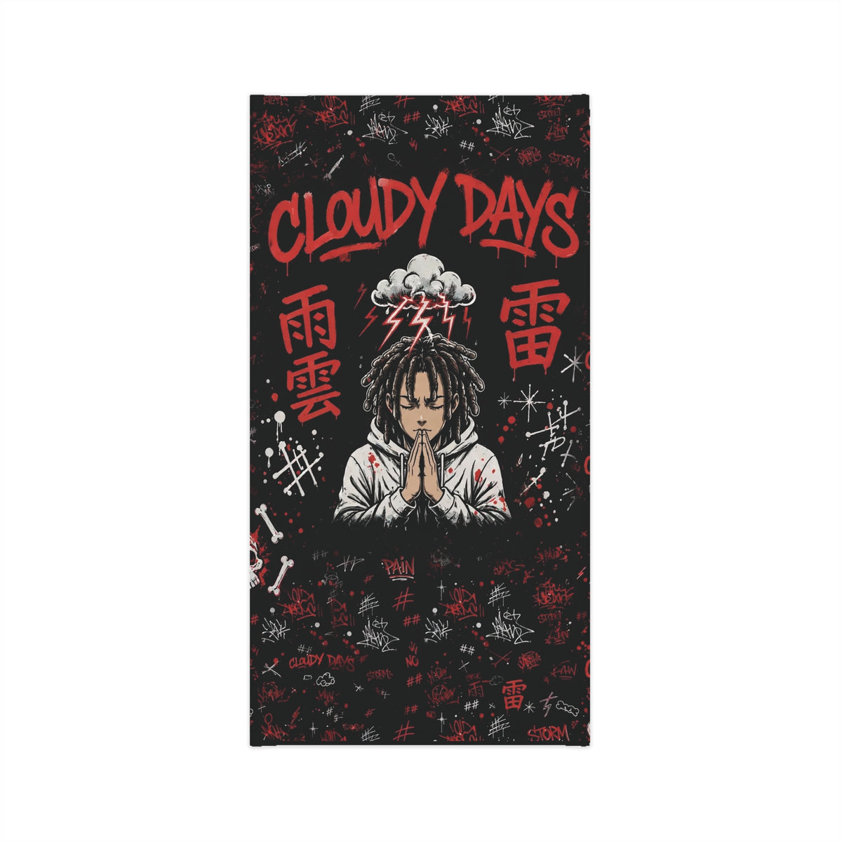 Neck Gaiter - "Cloudy Days" Praying Figure Lightning Face Mask
